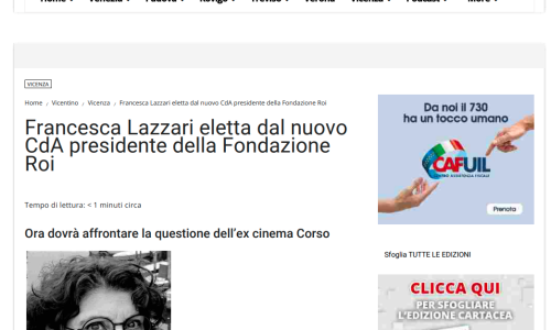 01-05-24 LAPIAZZAWEB.IT - Francesca Lazzari eletta dal nuovo CdA presidente della Fondazione Roi 